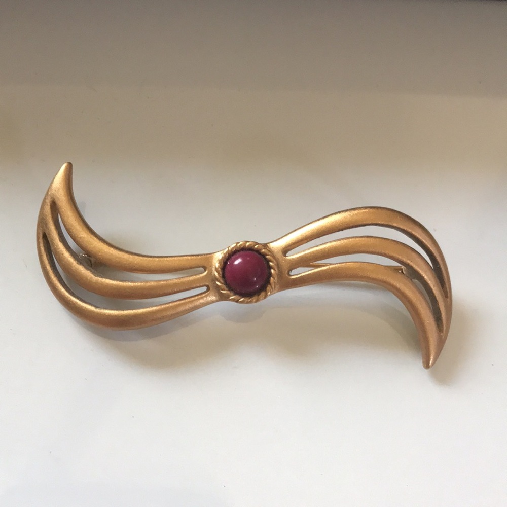 Vintage Monet Modernist Gold Tone Brooch / Pin